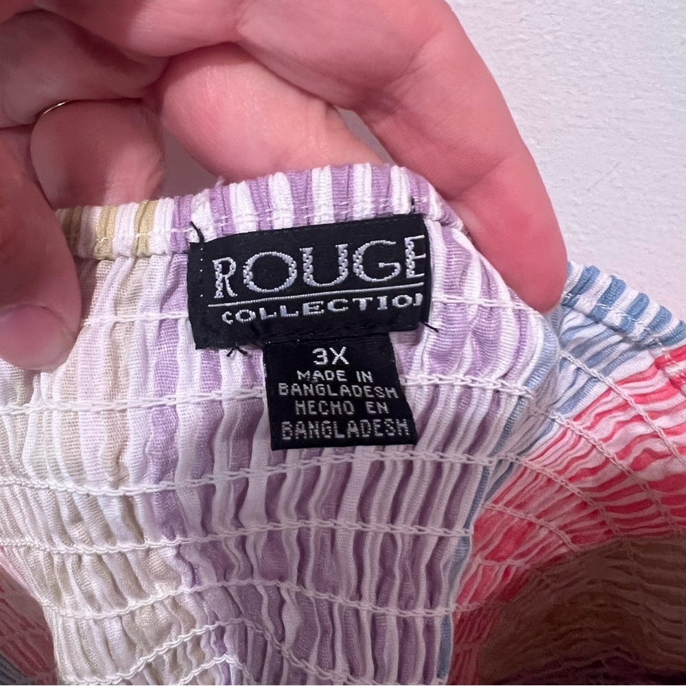 Rogue Collection Colorful Striped Ruffle Blouse - Picture 3 of 5